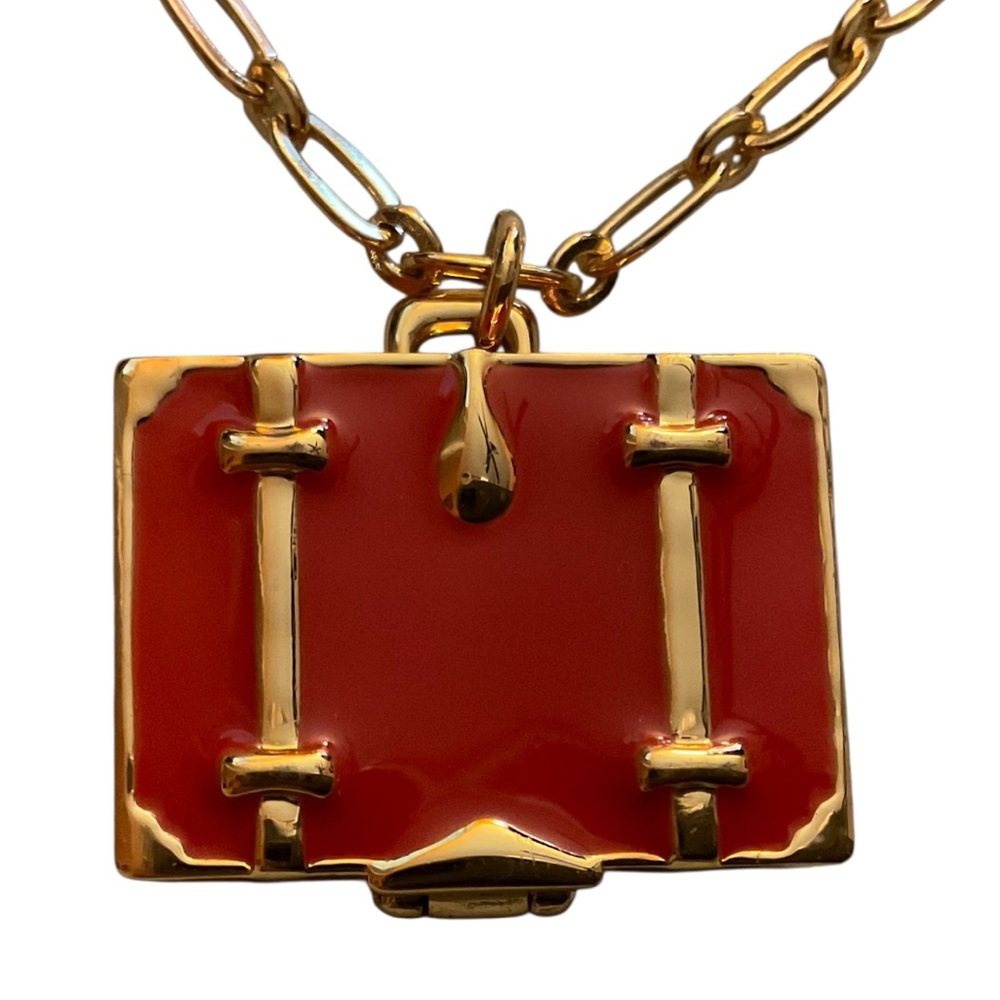 Kate Spade Charm Necklace Luggage Charm New York EUC 15 “ Chain